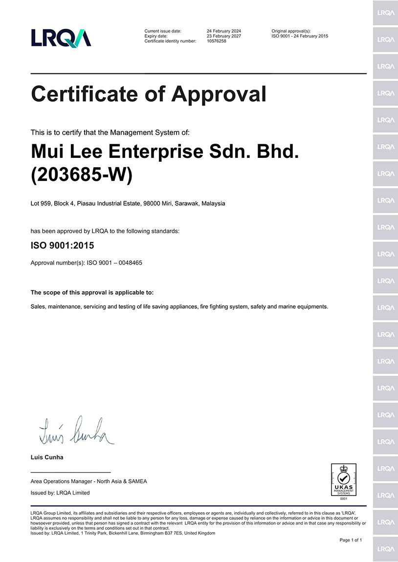Certificate of Approval